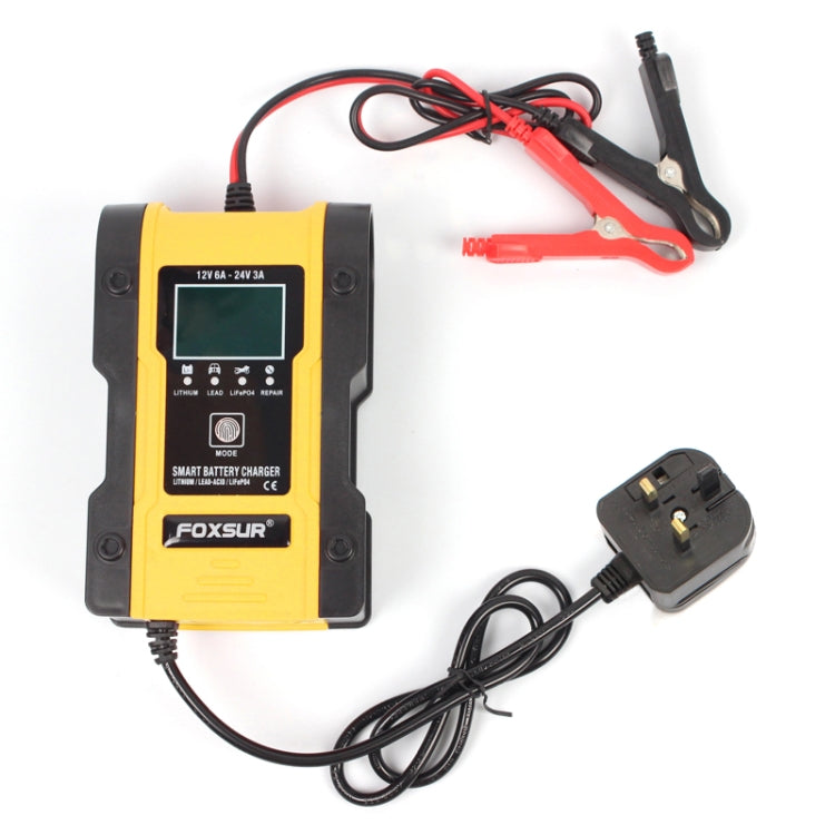 FOXSUR 12V-24V Car Motorcycle Repair Battery Charger AGM Charger Color:Yellow(UK Plug) - free shipping - PMC TechLife - Order now!