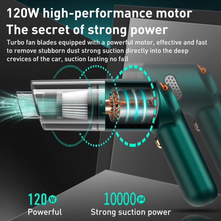 KBN-010 10000Pa Powerful Car Cordless Vacuum Cleaner Handheld Cleaning Tool, Spec:Standard Version(Dark Green) - Vacuum Cleaner by PMC TechLife | Online Shopping South Africa | PMC TechLife | Buy Now Pay Later Mobicred