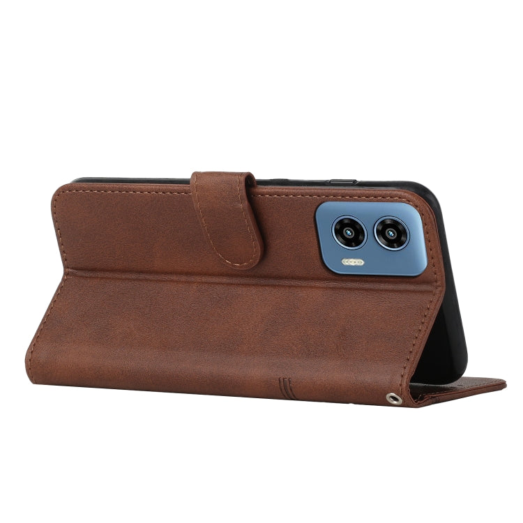 For Motorola Moto G Play 5G 2024/G 5G 2024 Stitching Calf Texture Buckle Leather Phone Case(Brown) - Motorola Cases by PMC Jewellery | Online Shopping South Africa | PMC Jewellery | Buy Now Pay Later Mobicred