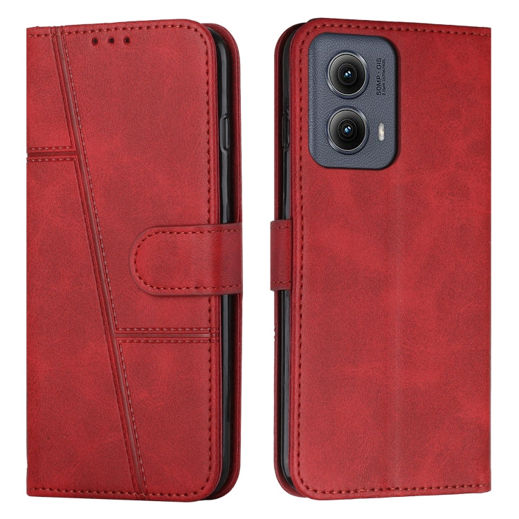 For Motorola Edge 2024 Stitching Calf Texture Buckle Leather Phone Case(Red) - Motorola Cases by PMC Jewellery | Online Shopping South Africa | PMC Jewellery | Buy Now Pay Later Mobicred