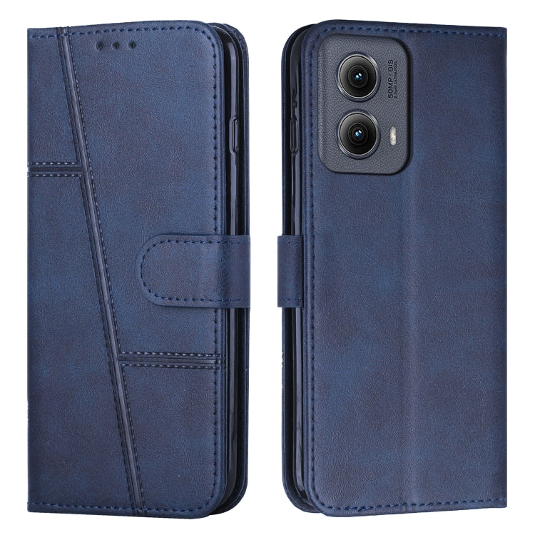 For Motorola Edge 2024 Stitching Calf Texture Buckle Leather Phone Case(Blue) - Motorola Cases by PMC Jewellery | Online Shopping South Africa | PMC Jewellery | Buy Now Pay Later Mobicred