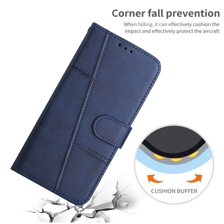 For Motorola Edge 2024 Stitching Calf Texture Buckle Leather Phone Case(Blue) - Motorola Cases by PMC Jewellery | Online Shopping South Africa | PMC Jewellery | Buy Now Pay Later Mobicred