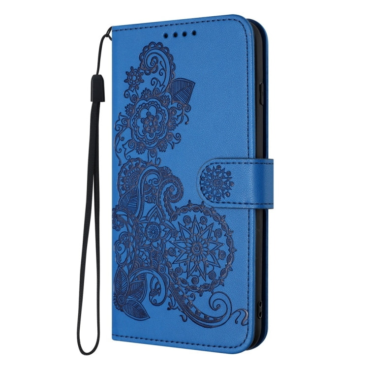 For Motorola Edge 5G 2024 Datura Flower Embossed Flip Leather Phone Case(Blue) - Motorola Cases by PMC Jewellery | Online Shopping South Africa | PMC Jewellery | Buy Now Pay Later Mobicred