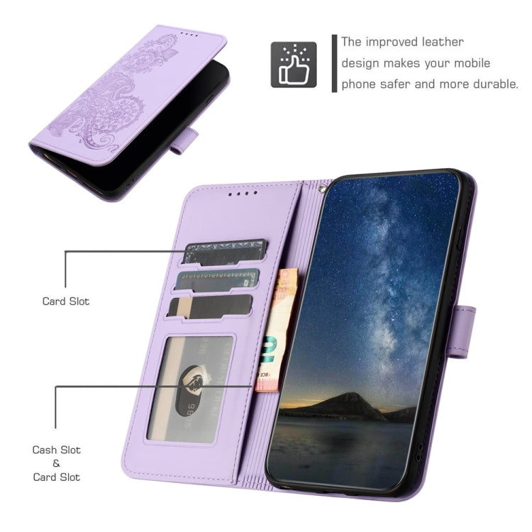 For Motorola Edge 5G 2024 Datura Flower Embossed Flip Leather Phone Case(Purple) - Motorola Cases by PMC Jewellery | Online Shopping South Africa | PMC Jewellery | Buy Now Pay Later Mobicred