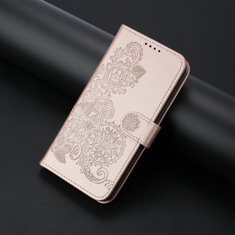 For Motorola Edge 5G 2024 Datura Flower Embossed Flip Leather Phone Case(Rose Gold) - Motorola Cases by PMC Jewellery | Online Shopping South Africa | PMC Jewellery | Buy Now Pay Later Mobicred