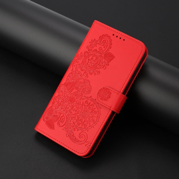 For Motorola Moto G Power 5G 2024 Datura Flower Embossed Flip Leather Phone Case(Red) - Motorola Cases by PMC Jewellery | Online Shopping South Africa | PMC Jewellery | Buy Now Pay Later Mobicred