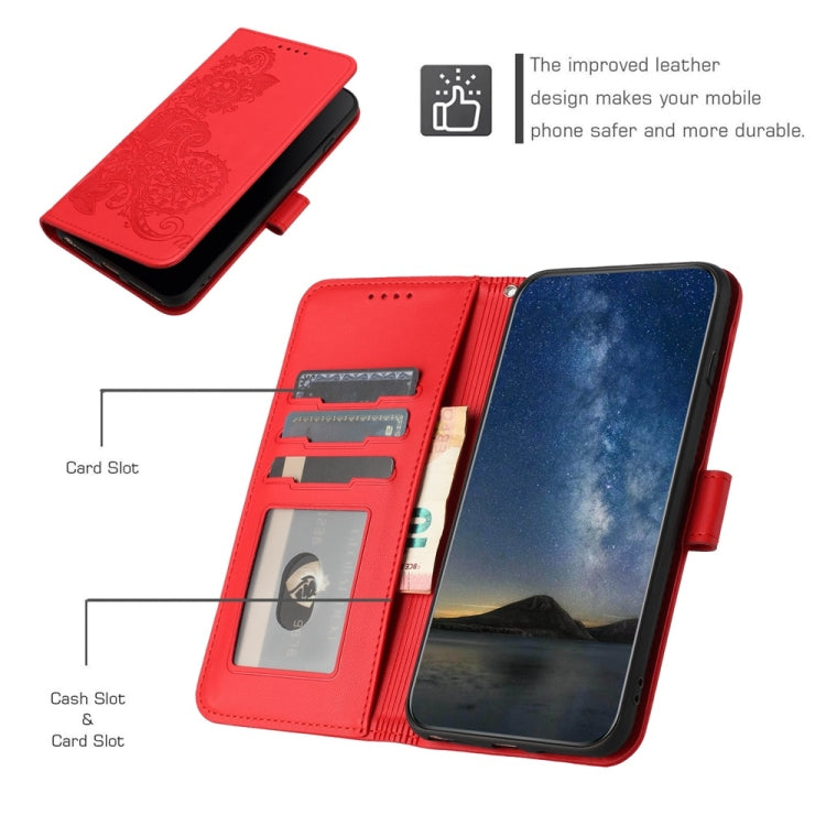 For Motorola Moto G Power 5G 2024 Datura Flower Embossed Flip Leather Phone Case(Red) - Motorola Cases by PMC Jewellery | Online Shopping South Africa | PMC Jewellery | Buy Now Pay Later Mobicred