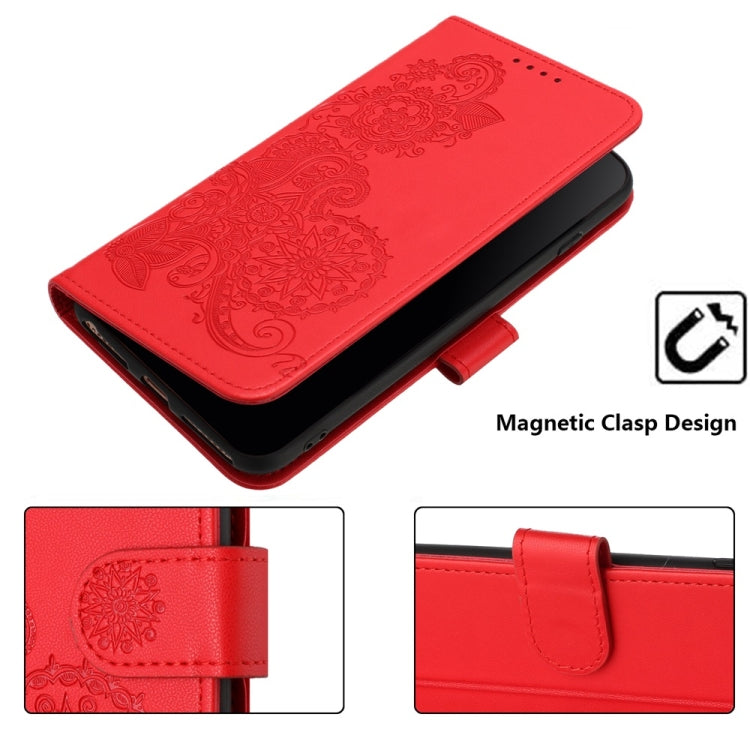 For Motorola Moto G Power 5G 2024 Datura Flower Embossed Flip Leather Phone Case(Red) - Motorola Cases by PMC Jewellery | Online Shopping South Africa | PMC Jewellery | Buy Now Pay Later Mobicred