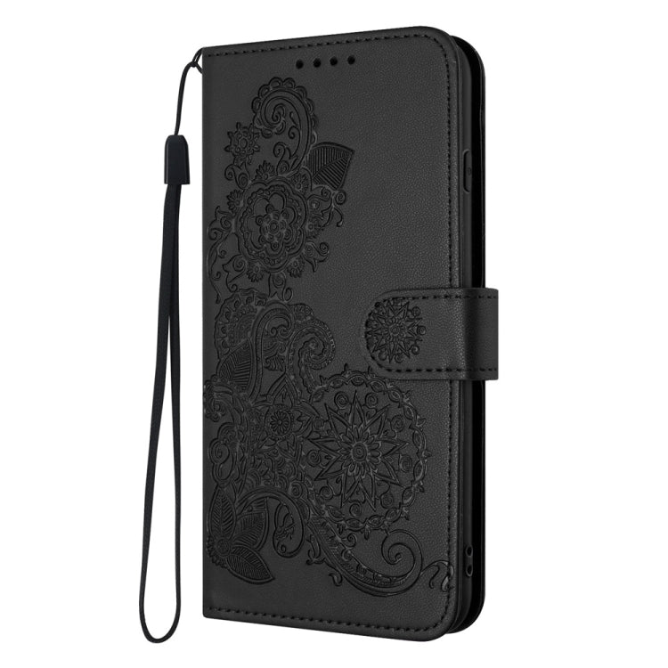 For Motorola Moto G Stylus 5G 2024 Datura Flower Embossed Flip Leather Phone Case(Black) - free shipping - PMC Jewellery - Order now!
