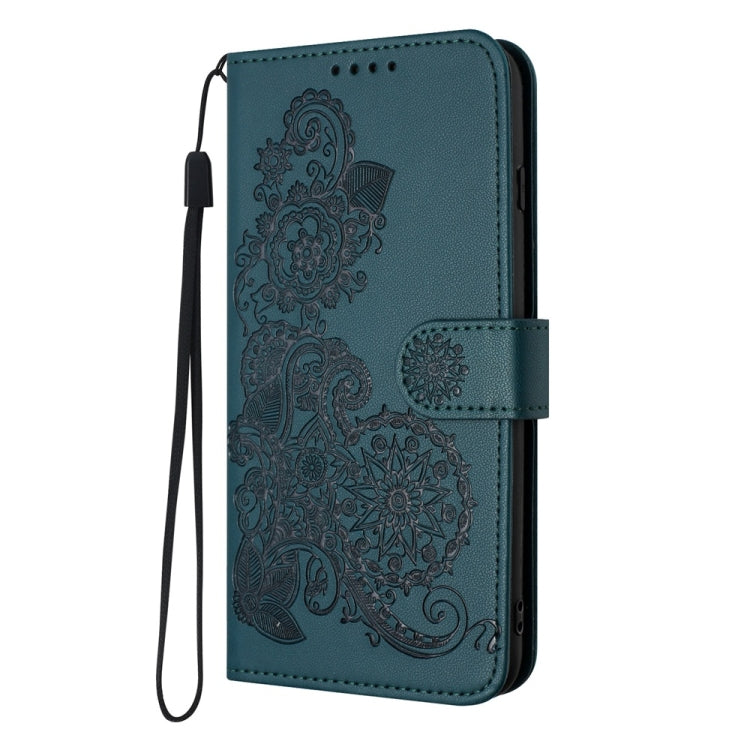 For Motorola Moto G Stylus 5G 2024 Datura Flower Embossed Flip Leather Phone Case(Dark Green) - Motorola Cases by PMC Jewellery | Online Shopping South Africa | PMC Jewellery | Buy Now Pay Later Mobicred