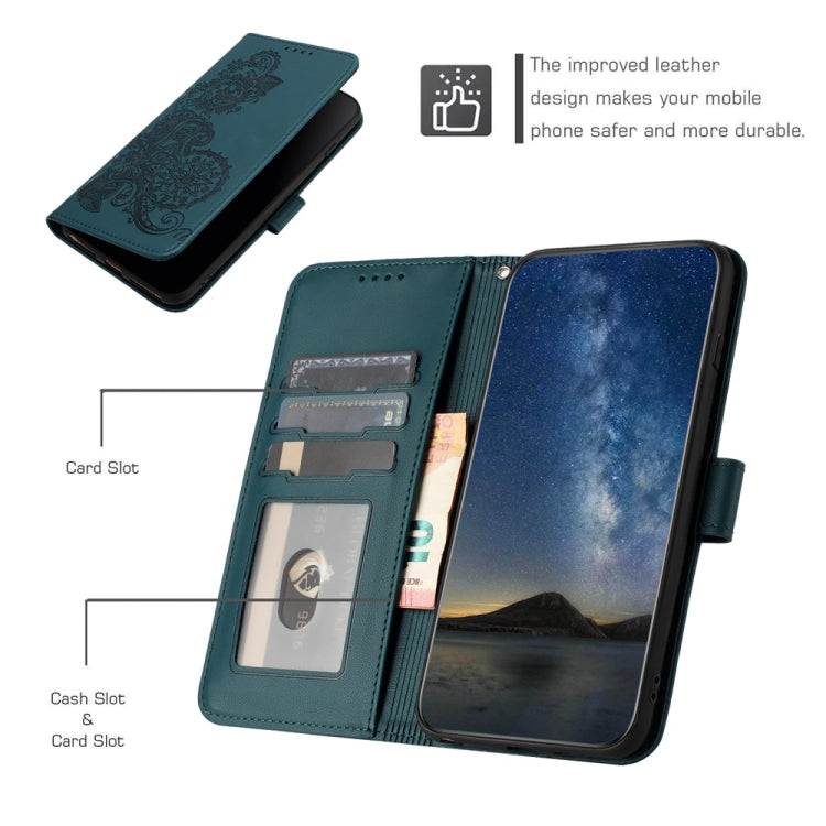 For Motorola Moto G Stylus 5G 2024 Datura Flower Embossed Flip Leather Phone Case(Dark Green) - Motorola Cases by PMC Jewellery | Online Shopping South Africa | PMC Jewellery | Buy Now Pay Later Mobicred