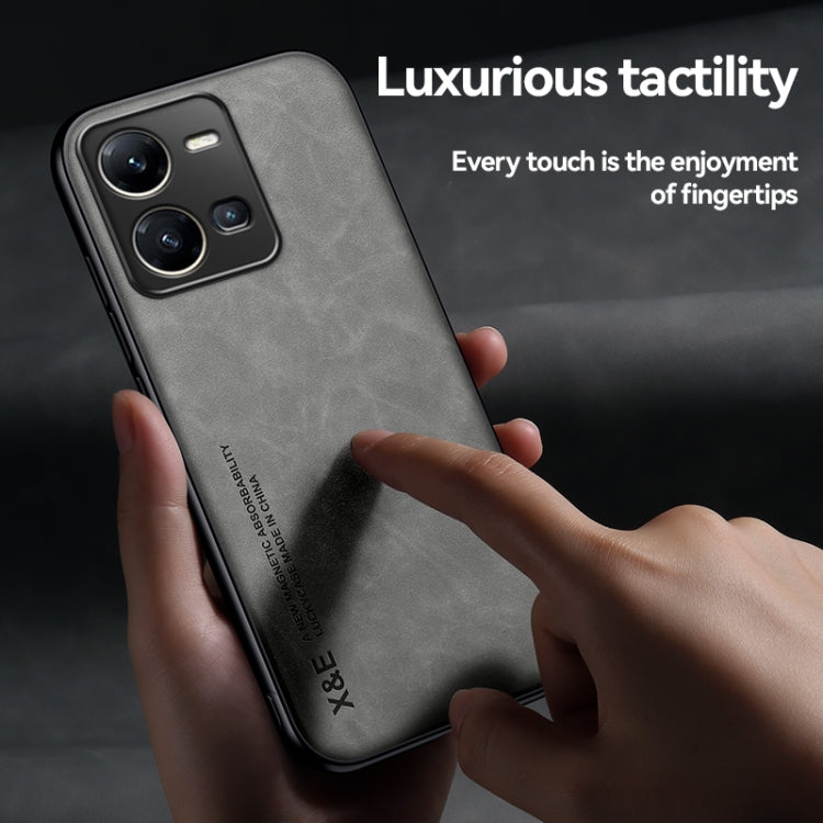 For vivo iQOO 12 Skin Feel Magnetic Leather Back Phone Case(Dark Grey) - iQOO 12 Cases by PMC TechLife | Online Shopping South Africa | PMC TechLife