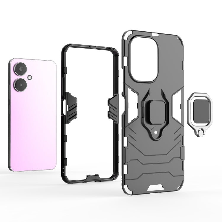 For Xiaomi Redmi 13C 4G / 5G  Shockproof PC + TPU Holder Phone Case(Black) - 13C Cases by PMC TechLife | Online Shopping South Africa | PMC TechLife | Buy Now Pay Later Mobicred