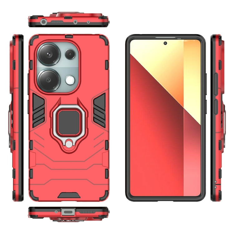 For Xiaomi Redmi Note 13 Pro 4G Global Shockproof PC + TPU Holder Phone Case(Red) - Note 13 Pro Cases by PMC TechLife | Online Shopping South Africa | PMC TechLife | Buy Now Pay Later Mobicred