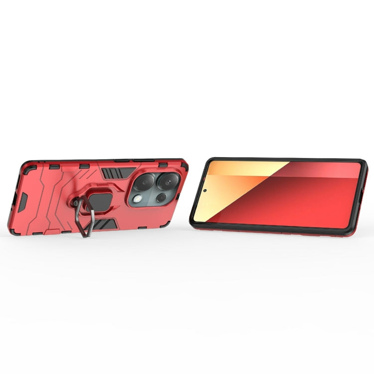 For Xiaomi Redmi Note 13 Pro 4G Global Shockproof PC + TPU Holder Phone Case(Red) - Note 13 Pro Cases by PMC TechLife | Online Shopping South Africa | PMC TechLife | Buy Now Pay Later Mobicred
