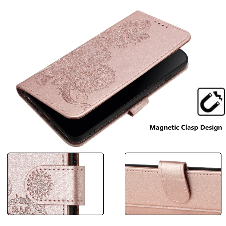 For Samsung Galaxy S23 FE Datura Flower Embossed Flip Leather Phone Case(Rose Gold) - Galaxy S23 FE 5G Cases by PMC TechLife | Online Shopping South Africa | PMC TechLife