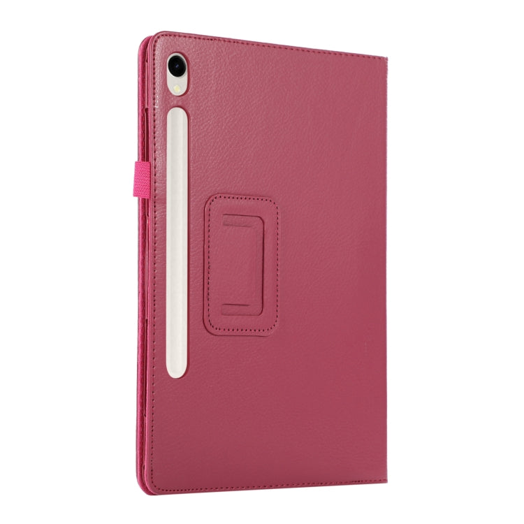 For Samsung Galaxy Tab S9 Litchi Texture Leather Tablet Case with Holder(Rose Red) - free shipping - PMC Jewellery - Order now!