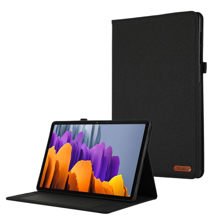 For Samsung Galaxy Tab S10 FE / S9 FE Fabric Texture Horizontal Flip Leather Tablet Case(Black) - Other Galaxy Tab PC by PMC Jewellery | Online Shopping South Africa | PMC Jewellery | Buy Now Pay Later Mobicred