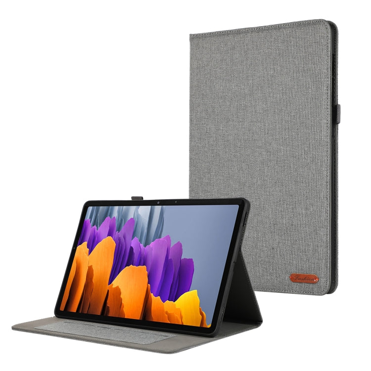 For Samsung Galaxy Tab S10 FE / S9 FE Fabric Texture Horizontal Flip Leather Tablet Case(Grey) - Other Galaxy Tab PC by PMC Jewellery | Online Shopping South Africa | PMC Jewellery | Buy Now Pay Later Mobicred