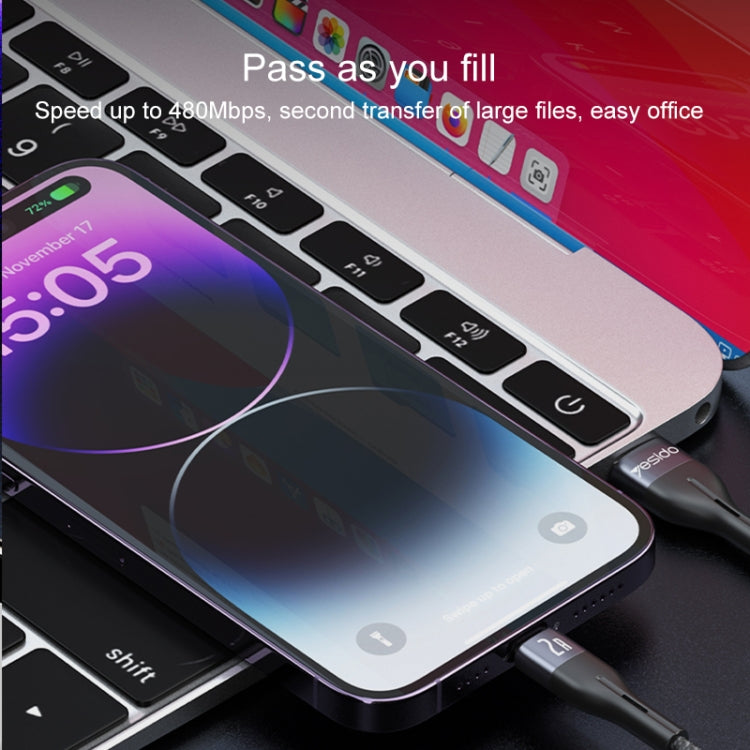 Yesido CA121L 2A USB to 8 Pin Fast Charging Data Cable, Length:1m - free shipping - PMC Jewellery - Order now!