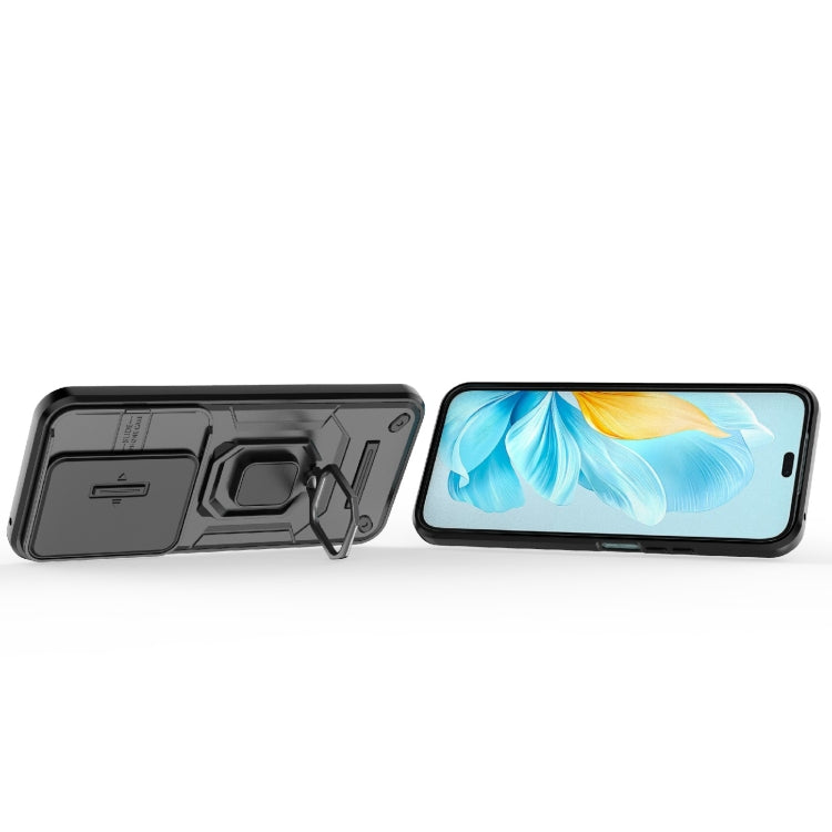For Honor 200 Lite Global Sliding Camshield TPU + PC Shockproof Phone Case with Holder(Black) - free shipping - PMC TechLife - Order now!