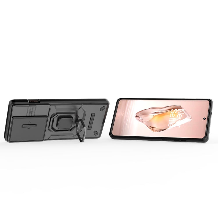 For OnePlus ACE 3 5G Sliding Camshield TPU + PC Shockproof Phone Case with Holder(Black) - OnePlus Cases by PMC TechLife | Online Shopping South Africa | PMC TechLife | Buy Now Pay Later Mobicred