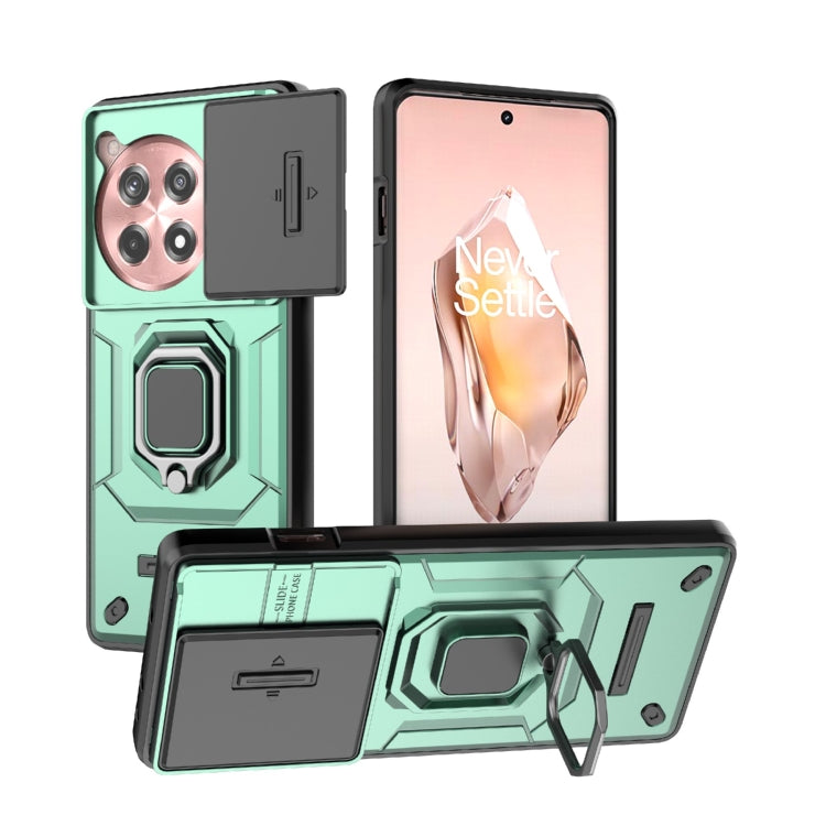 For OnePlus ACE 3 5G Sliding Camshield TPU + PC Shockproof Phone Case with Holder(Green) - OnePlus Cases by PMC TechLife | Online Shopping South Africa | PMC TechLife | Buy Now Pay Later Mobicred