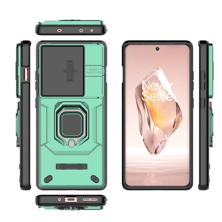 For OnePlus ACE 3 5G Sliding Camshield TPU + PC Shockproof Phone Case with Holder(Green) - OnePlus Cases by PMC TechLife | Online Shopping South Africa | PMC TechLife | Buy Now Pay Later Mobicred