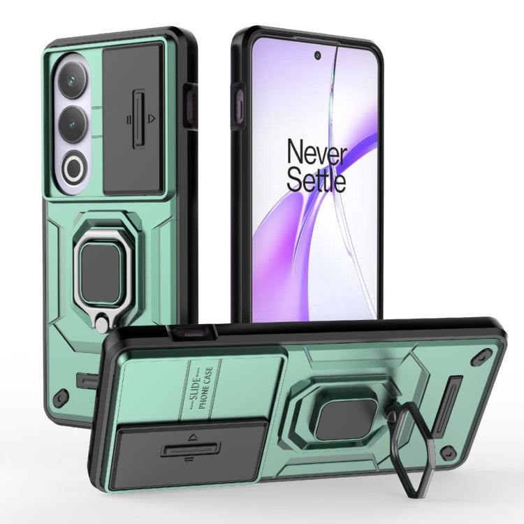 For OnePlus ACE 3V Sliding Camshield TPU + PC Shockproof Phone Case with Holder(Green) - OnePlus Cases by PMC TechLife | Online Shopping South Africa | PMC TechLife | Buy Now Pay Later Mobicred