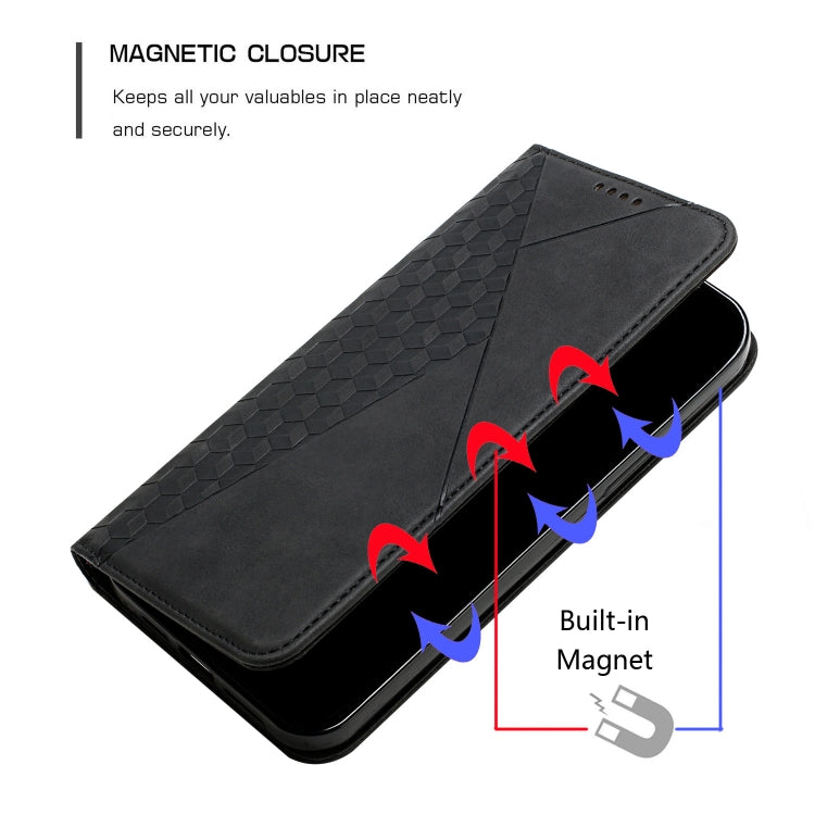 For Motorola Moto G Play 2024 Diamond Splicing Skin Feel Magnetic Leather Phone Case(Black) - Motorola Cases by PMC Jewellery | Online Shopping South Africa | PMC Jewellery | Buy Now Pay Later Mobicred