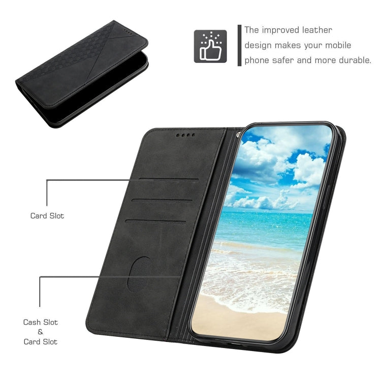 For Motorola Moto G Play 2024 Diamond Splicing Skin Feel Magnetic Leather Phone Case(Black) - Motorola Cases by PMC Jewellery | Online Shopping South Africa | PMC Jewellery | Buy Now Pay Later Mobicred