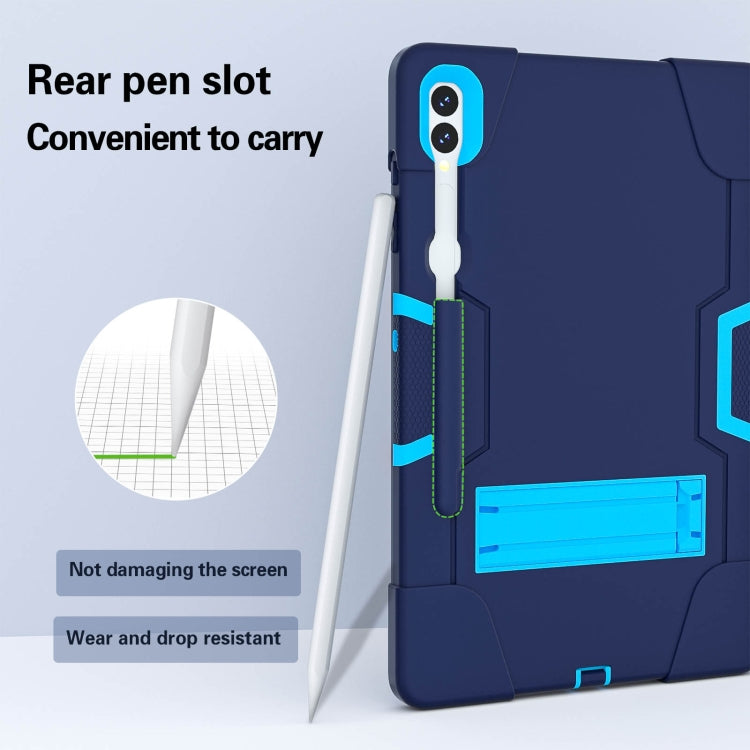 For Samsung Galaxy Tab S9+ Contrast Color Silicone PC Tablet Case with Holder(Navy Blue + Blue) - free shipping - PMC Jewellery - Order now!
