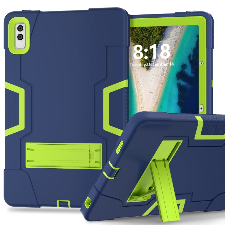For Lenovo Tab M10 5G 10.6 inch Contrast Color Silicone PC Tablete Case with Holder(Navy Blue + Green) - Lenovo by PMC TechLife | Online Shopping South Africa | PMC TechLife | Buy Now Pay Later Mobicred