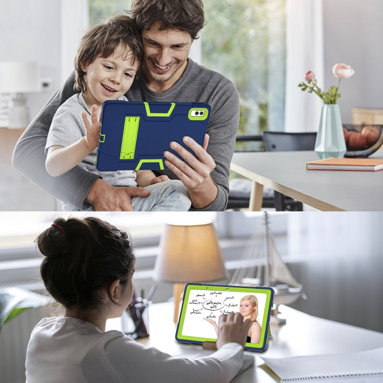 For Lenovo Tab M10 5G 10.6 inch Contrast Color Silicone PC Tablete Case with Holder(Navy Blue + Green) - Lenovo by PMC TechLife | Online Shopping South Africa | PMC TechLife | Buy Now Pay Later Mobicred