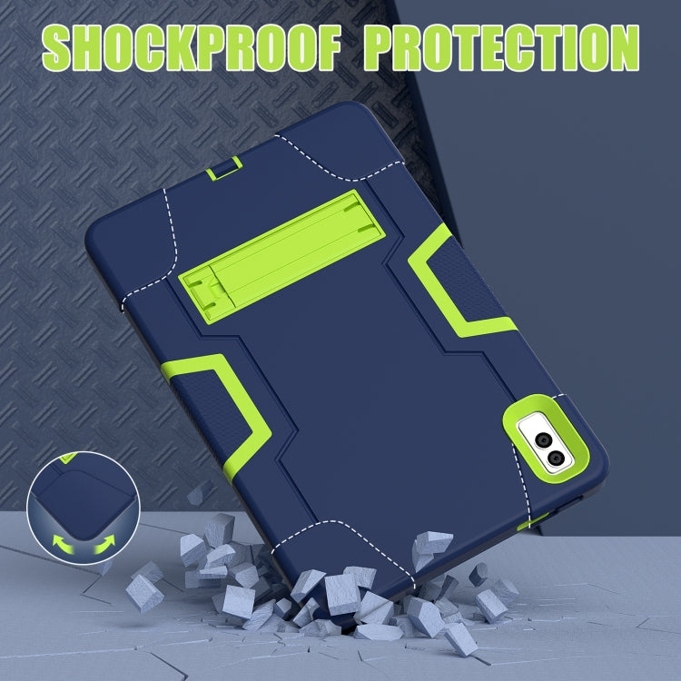 For Lenovo Tab M10 5G 10.6 inch Contrast Color Silicone PC Tablete Case with Holder(Navy Blue + Green) - Lenovo by PMC TechLife | Online Shopping South Africa | PMC TechLife | Buy Now Pay Later Mobicred