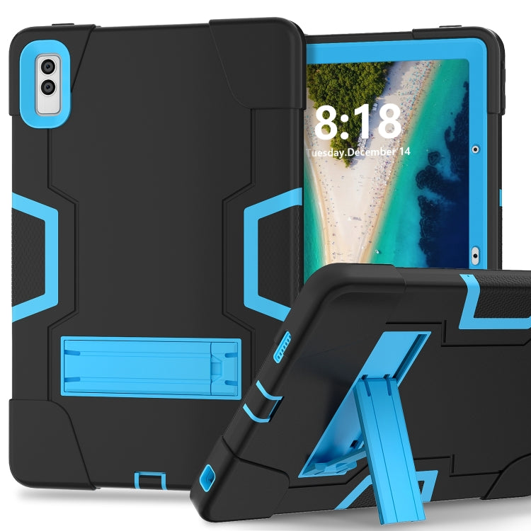 For Lenovo Tab M10 5G 10.6 inch Contrast Color Silicone PC Tablete Case with Holder(Black + Blue) - Lenovo by PMC TechLife | Online Shopping South Africa | PMC TechLife | Buy Now Pay Later Mobicred