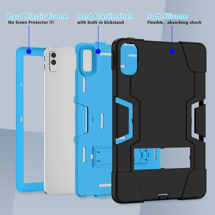 For Lenovo Tab M10 5G 10.6 inch Contrast Color Silicone PC Tablete Case with Holder(Black + Blue) - Lenovo by PMC TechLife | Online Shopping South Africa | PMC TechLife | Buy Now Pay Later Mobicred