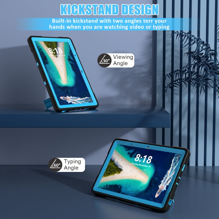 For Lenovo Tab M10 5G 10.6 inch Contrast Color Silicone PC Tablete Case with Holder(Black + Blue) - Lenovo by PMC TechLife | Online Shopping South Africa | PMC TechLife | Buy Now Pay Later Mobicred