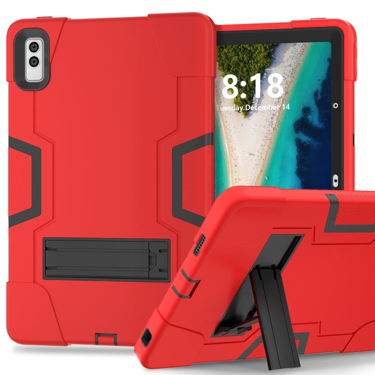 For Lenovo Tab M10 5G 10.6 inch Contrast Color Silicone PC Tablete Case with Holder(Red Black) - Lenovo by PMC TechLife | Online Shopping South Africa | PMC TechLife | Buy Now Pay Later Mobicred