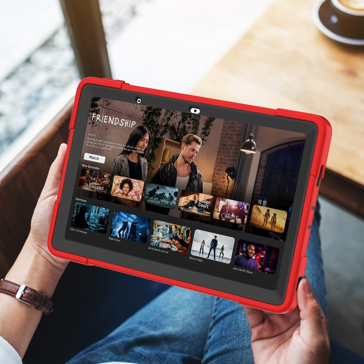 For Lenovo Tab M10 5G 10.6 inch Contrast Color Silicone PC Tablete Case with Holder(Red Black) - Lenovo by PMC TechLife | Online Shopping South Africa | PMC TechLife | Buy Now Pay Later Mobicred