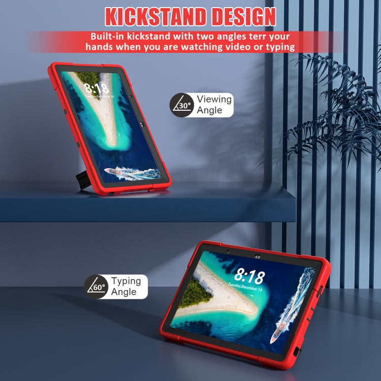 For Lenovo Tab M10 5G 10.6 inch Contrast Color Silicone PC Tablete Case with Holder(Red Black) - Lenovo by PMC TechLife | Online Shopping South Africa | PMC TechLife | Buy Now Pay Later Mobicred