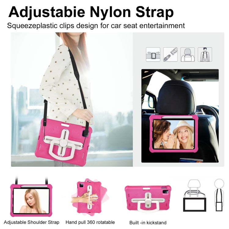 For iPad Pro 11 2024 Shield 360 Rotation Handle EVA Shockproof PC Tablet Case(Rose Red Beige) - iPad Pro 11 2024 Cases by PMC TechLife | Online Shopping South Africa | PMC TechLife | Buy Now Pay Later Mobicred