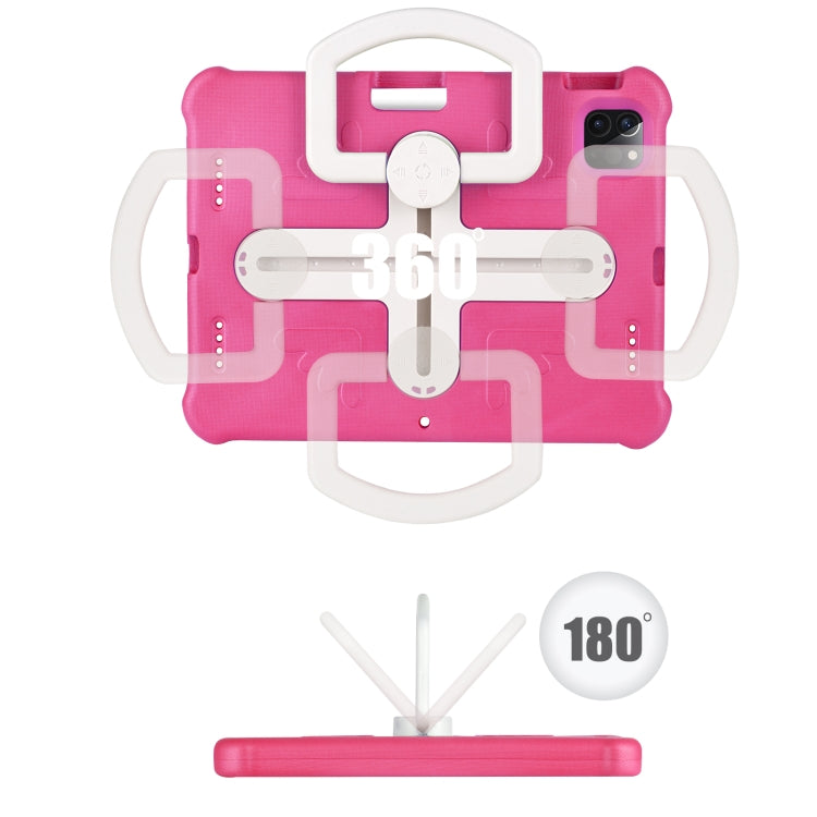 For iPad Air 11 2024 Shield 360 Rotation Handle EVA Shockproof PC Tablet Case(Rose Red Beige) - iPad Air 11 2024 Cases by PMC TechLife | Online Shopping South Africa | PMC TechLife | Buy Now Pay Later Mobicred