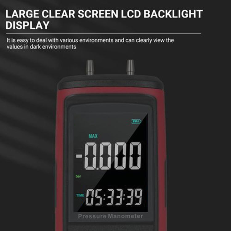 BENETECH GT5101 LCD Display Differential Pressure Meter, Specification:100KPa - free shipping - PMC TechLife - Order now!