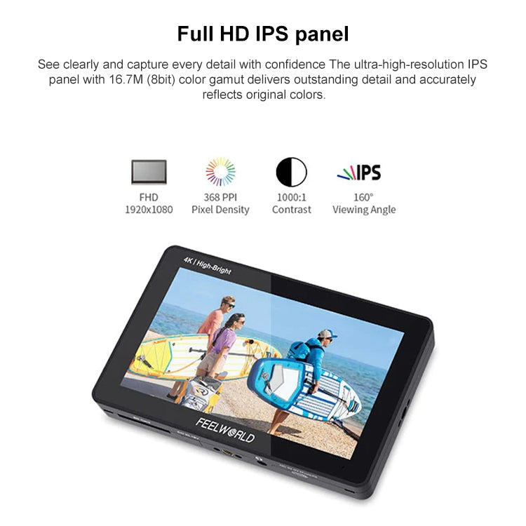 FEELWORLD F6 PLUSX 5.5 inch High Bright 1600nit Touch Screen DSLR Camera Field Monitor IPS FHD1920x1080 4K HDMI(Black) - free shipping - PMC TechLife - Order now!