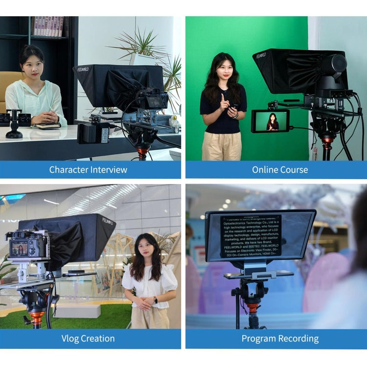 FEELWORLD TP16 16 inch Tablet Horizontal Vertical Prompting Folding Teleprompter, Bluetooth Remote Control(Black) - free shipping - PMC TechLife - Order now!