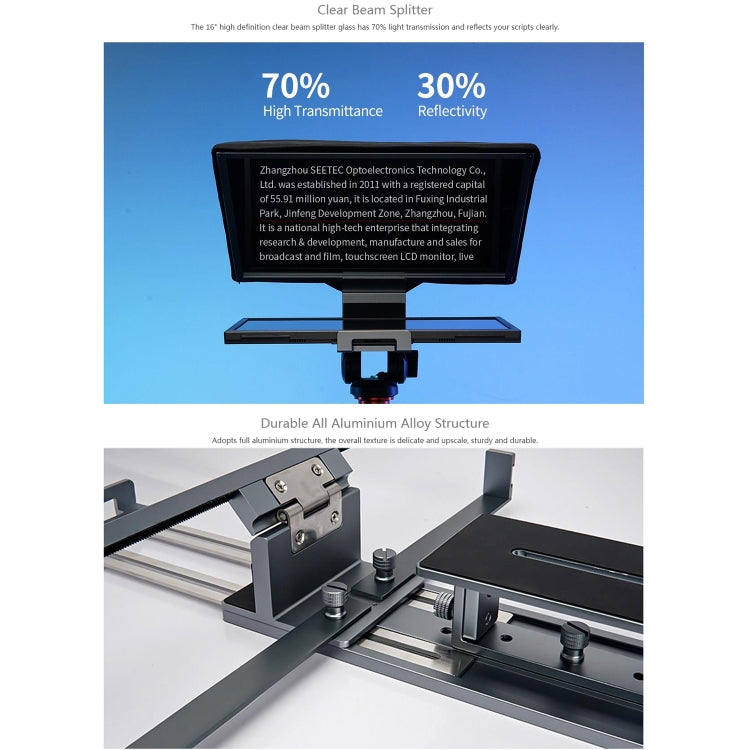 FEELWORLD TP16 16 inch Tablet Horizontal Vertical Prompting Folding Teleprompter, Bluetooth Remote Control(Black) - free shipping - PMC TechLife - Order now!