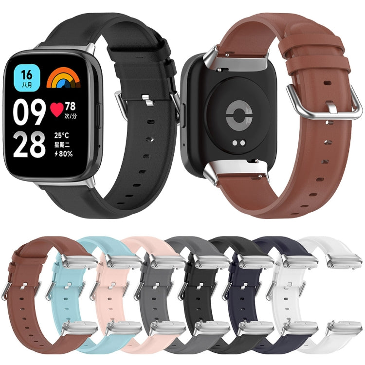 For Redmi Watch 3 Lite / Watch 3 Active Leather Replacement Watch Band(Grey) - Watch Bands by PMc TechLife | Online Shopping South Africa | PMc TechLife | Buy Now Pay Later Mobicred