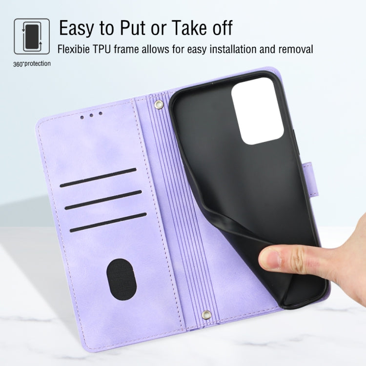 For Motorola Moto G Play 4G 2024 Skin Feel Embossed Leather Phone Case(Light Purple) - Motorola Cases by PMC Jewellery | Online Shopping South Africa | PMC Jewellery | Buy Now Pay Later Mobicred