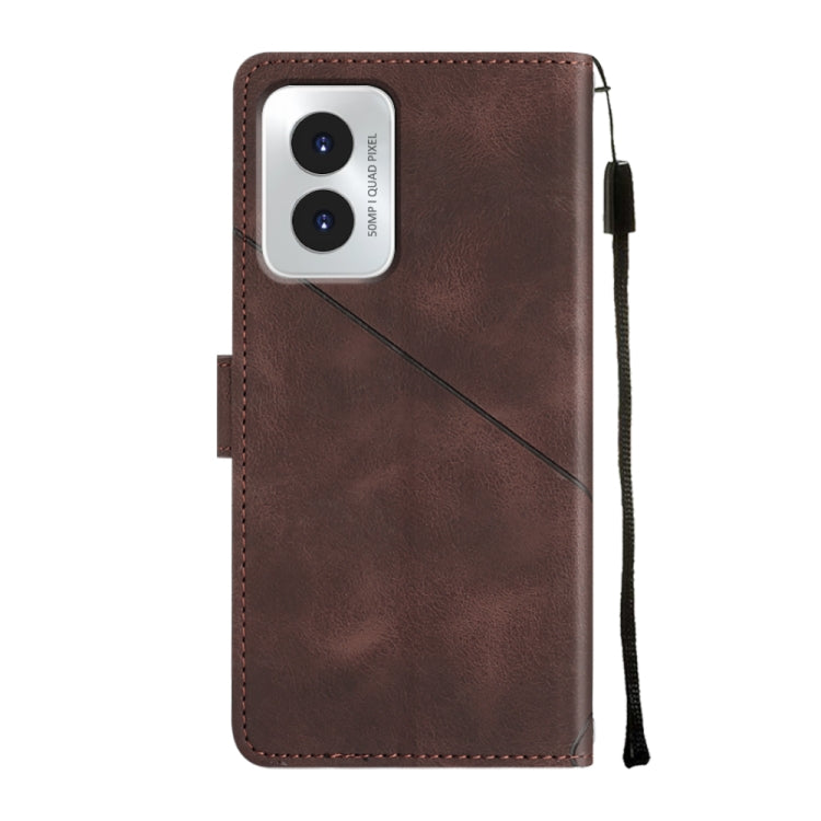 For Motorola Moto G Play 4G 2024 Skin Feel Embossed Leather Phone Case(Brown) - Motorola Cases by PMC Jewellery | Online Shopping South Africa | PMC Jewellery | Buy Now Pay Later Mobicred